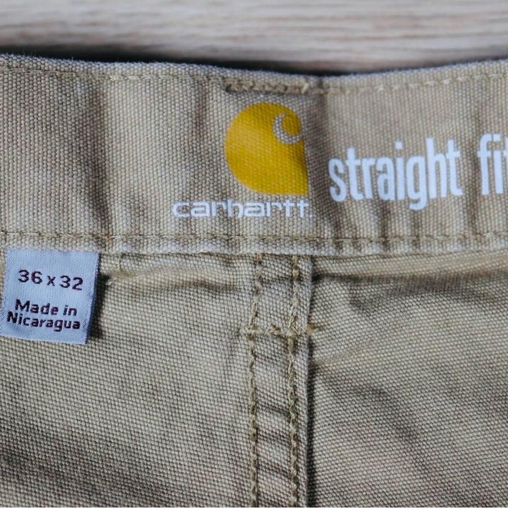 Carhartt Men's Khaki Chinos 36x32 Canvas Straight Fit with tapered leg - Picture 3 of 11